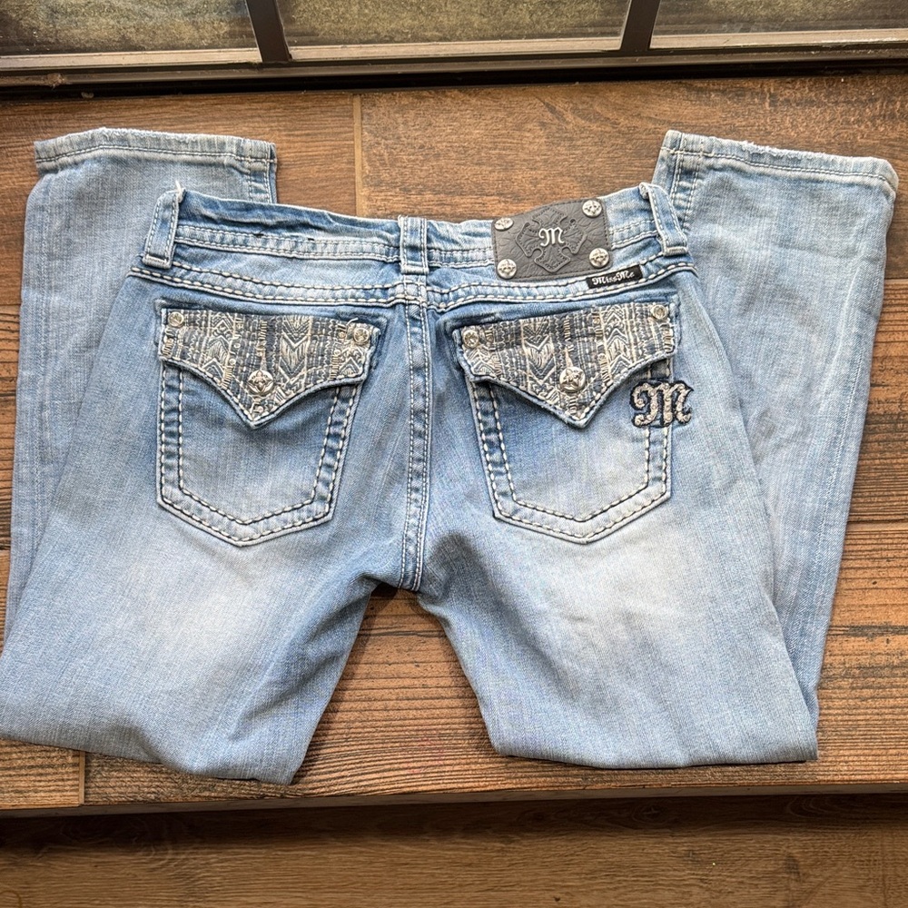Miss Me Light Blue Embroidered Back Pocket Bootcut Jeans